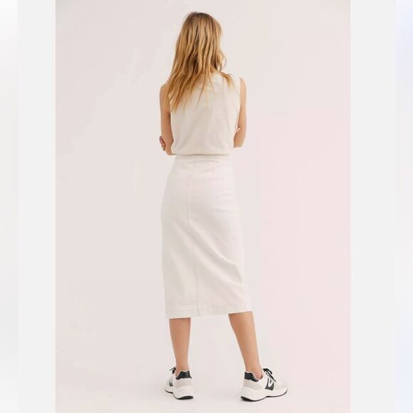 Free People Women's Jasmine Button Midi Skirt size 2 - Picture 3 of 9